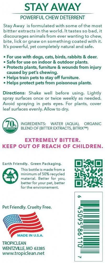 TropiClean Stay Away Pet Chew Deterrent Spray 5 TropiClean Stay Away Pet Chew Deterrent Spray - Image 3