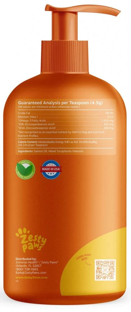 Zesty Paws Natural Skin & Coat Support Pure Wild Alaskan Salmon Oil For Dogs & Cats 5 Zesty Paws Natural Skin & Coat Support Pure Wild Alaskan Salmon Oil For Dogs & Cats - Image 3