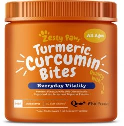 Zesty Paws Turmeric Curcumin Bites Joint & Immune Health Duck Soft Chews For Dogs