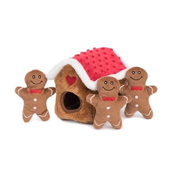 ZippyPaws Holiday Zippy Burrow Gingerbread House Hide And Seek Puzzle Dog Toy 3 ZippyPaws Holiday Zippy Burrow Gingerbread House Hide And Seek Puzzle Dog Toy
