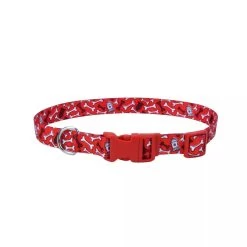 Coastal Pet Products Styles Adjustable Dog Collar Medium Red Bones, 3/4" X 14"- 20"