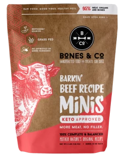 Bones & Co. Barkin' Beef Recipe Raw Frozen Mini Patties Dog Food