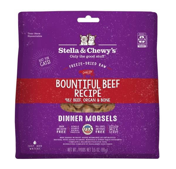Stella & Chewy's Freeze Dried Bountiful Beef Recipe Dinner Morsels Cat Food 3 Stella & Chewy's Freeze Dried Bountiful Beef Recipe Dinner Morsels Cat Food
