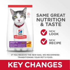 Hill's® Science Diet® Adult 11+ Chicken Recipe Cat Food 11 Hill's® Science Diet® Adult 11+ Chicken Recipe Cat Food -Pet Shop sd feline adult 11 plus dry keyChanges 500