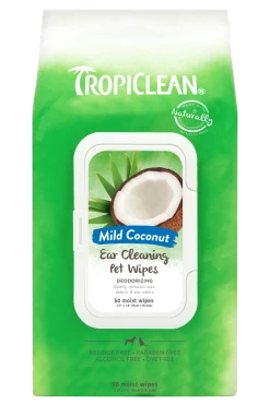 TropiClean Mild Coconut Ear Cleaning Wipes For Pets