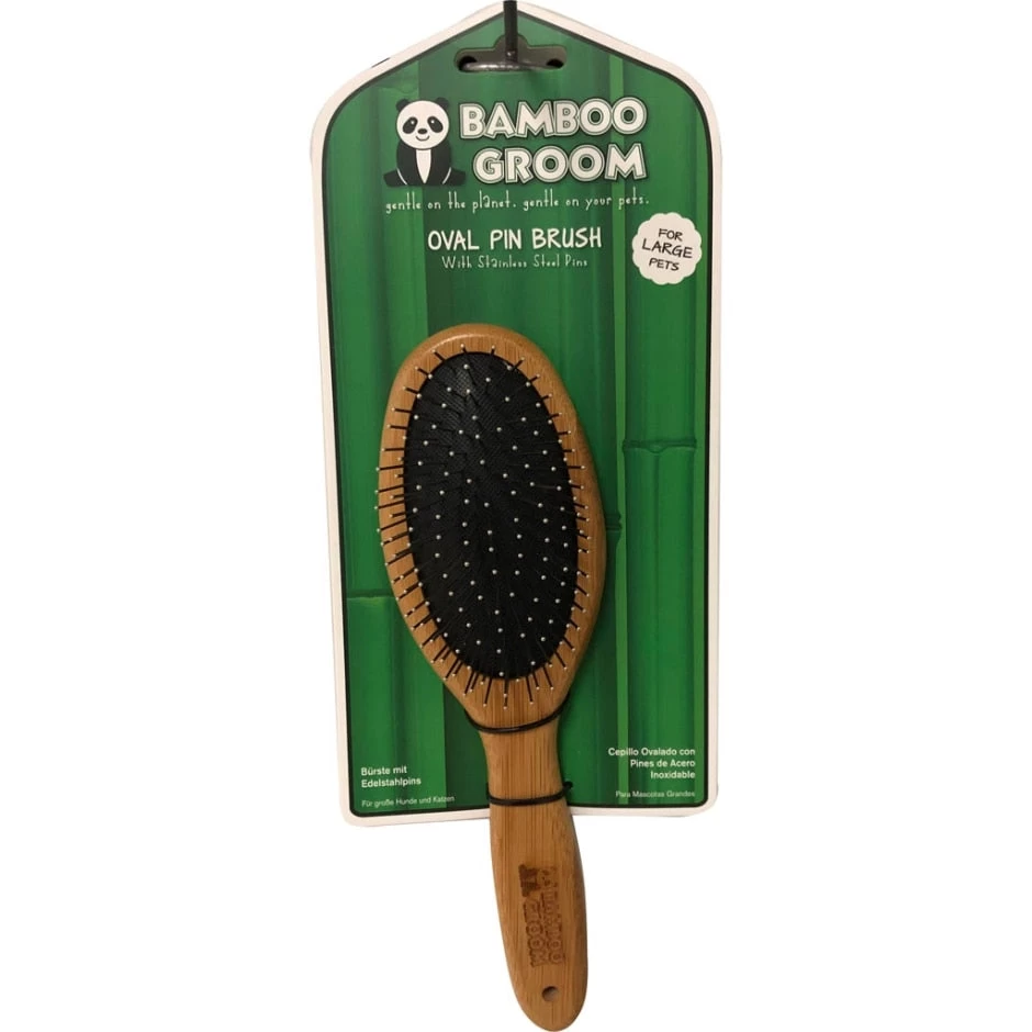 BAMBOO GROOM OVAL PIN BRUSH W/SS PINS 3 BAMBOO GROOM OVAL PIN BRUSH W/SS PINS
